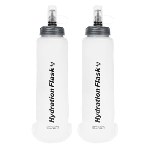 TRIWONDER TPU Collapsible Flask BPA-Free Soft Folding Water Bottles for Hydration Pack - Ideal for Running Hiking Cycling Climbing (500ml/16.9oz - White - Pack of 2) - color: 500ml/16.9oz - Y - White - Pack of 2