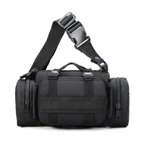 Deployment Bag Waist Tactical Pack Small Sling Pack Hand Carry Handlebar Bag (Black) - color: Black