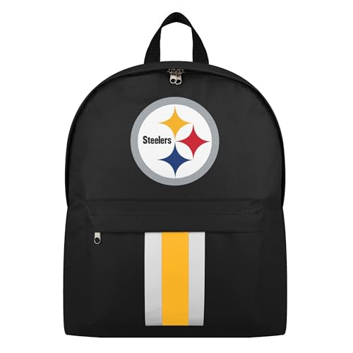FOCO NFL Officially Licensed Team Color Primary Logo Solid Stripe Football School Bag Travel Backpack - Pittsburgh Steelers - Black - color: Pittsburgh Steelers