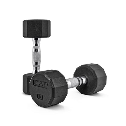 CAP Barbell Coated Dumbbell Weight | Multiple Options Pairs & Sets - size: 10 lb - Pair, style: 12-Sided - Chrome Handle