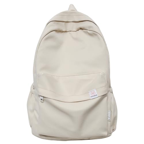 Cute Aesthetic Backpack Y2K Simple Solid Color Kawaii Backpacks Travel Laptop Backpack (White) - color: White