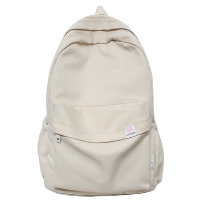 Cute Aesthetic Backpack Y2K Simple Solid Color Kawaii Backpacks Travel Laptop Backpack (White) - color: White
