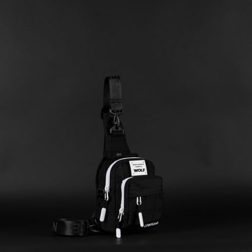WOLFpak 4L Mini Tactical Sling Bag (Alpha Black White Accents) Compact Crossbody Backpack for Gym, Travel & EDC | Tactical Shoulder Bag with Multiple Pockets – Lightweight, Durable Sling Pack - color: Alpha Black White Accents
