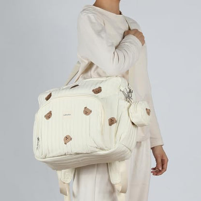 GOBABYMART Diaper Bag Backpack, Medium Maternity baby bag & Changing Pad, Insulated Pockets, Stroller Straps & Pacifier Case (Medium - Beige Bears) - color: Medium - Beige Bears