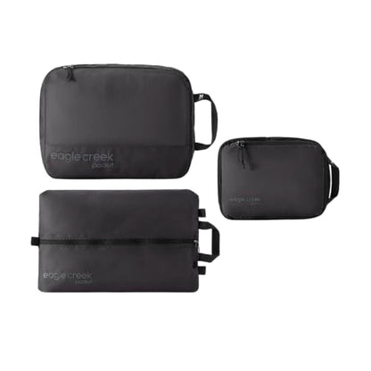 Eagle Creek Pack-It Essentials Set - Compression Packing Cubes for Compartmentalizing Luggage - Convenient Top Handle - Easy Grab Zipper Pull - Black - 3 - color: Black