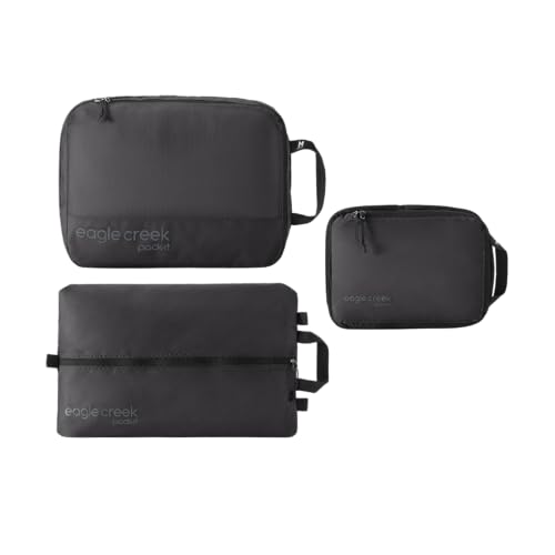 Eagle Creek Pack-It Essentials Set - Compression Packing Cubes for Compartmentalizing Luggage - Convenient Top Handle - Easy Grab Zipper Pull - Black - 3 - color: Black