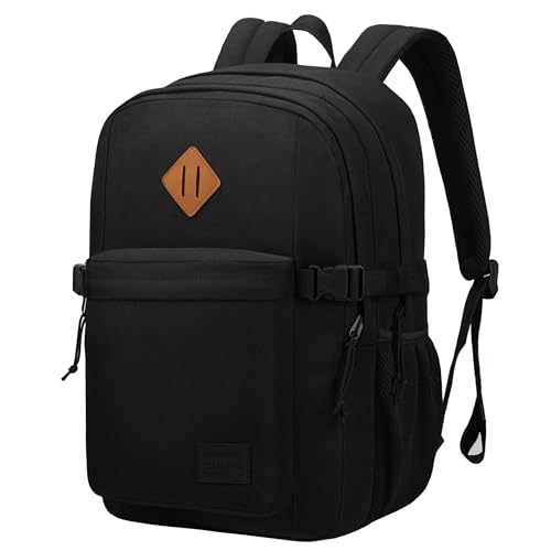 SUPACOOL Black Backpack For School, Bookbag for Boys, Girls and Kids, Boys backpacks, Laptop Compartment,Travel Backpack for Men and Women(Black) | For School - color: Black