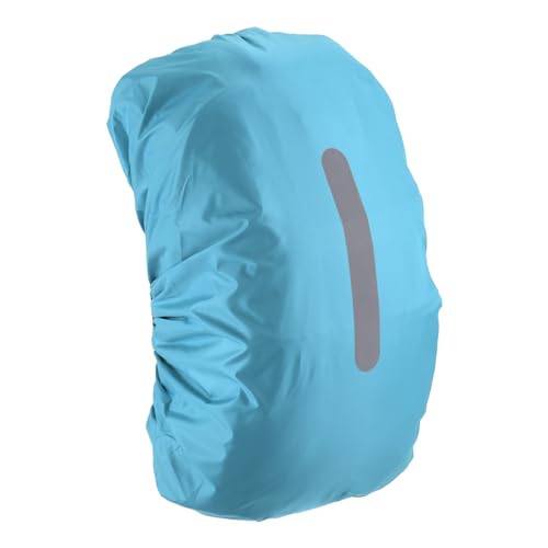M METERXITY Backpack Rain Cover - Waterproof Lightweight Cover with Vertical Reflective Strap, Apply to Cycling/Hiking/Mountain Climbing (55-65L, L, Light Blue)