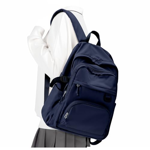 Lightweight College Backpack for Women Men Cute School Bag for Teens Girls Boys High School Backpack for Students Waterproof Casual Daypack Backpack（Dark Blue） - color: A5-dark Blue