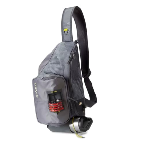 Orvis Fly Fishing Sling Pack - 100% Recycled CORDURA with 11L Storage, Tippet Whippet, Water Bottle Pocket & Left-Shoulder Design, Steel Camo - OS - color: Steel Camo