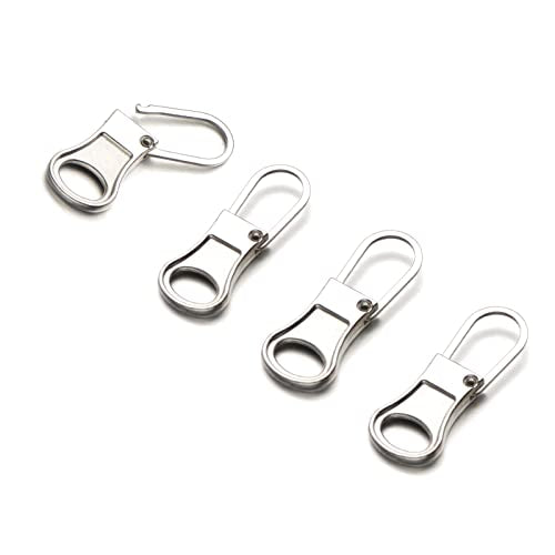 Mizeer Zipper Pulls for Jacket, Perfect for Small Hole Zippers, Detachable Small Zipper Pull Tab Replacement for Clothing Jackets Boots Purse 4PCS Silver - color: 4pcs Sliver