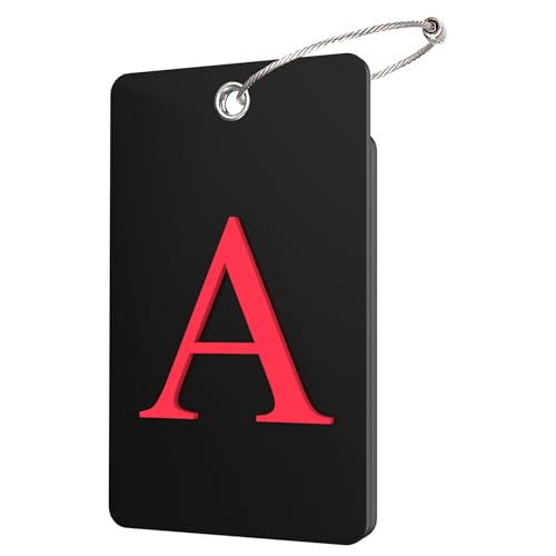 Gostwo 2 Pack Luggage Tags for Suitcases, 26 Initial Letter Travel Luggage Baggage Identification Labels ID Tag Fully Bendable Tags with Stainless Steel Loop (Black) (Letter A) - color: Black, size: Large A