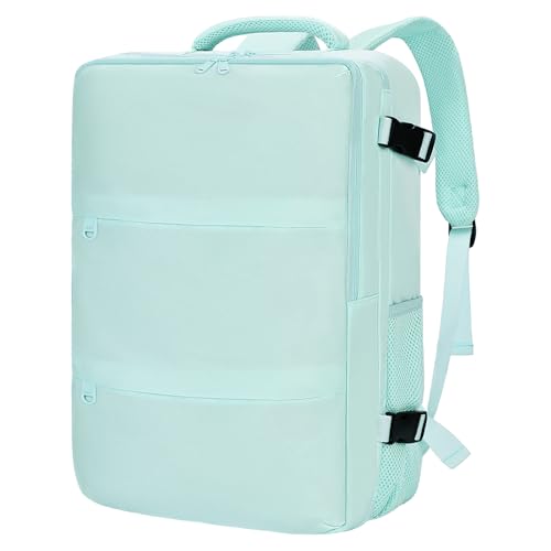Carry On Backpack for Women & Men – Airline Approved Underseat Size, 15.6" Laptop Compartment, TSA-Friendly 180° Opening, Anti-Theft Business Travel Backpack with Trolley Sleeve (Blue, Medium) - color: Blue, size: Medium