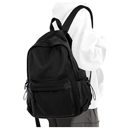 Black School Backpack for Girls Women Waterproof High School Book Bag Cute Backpack for Men Teens Boys, Lightweight Simple Middle School Back Pack Daypack - color: Black