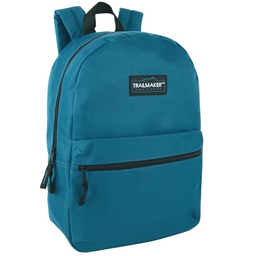 Trail maker Classic 17 inch Backpacks with Adjustable Padded Straps | School Backpacks for Girls, Boys (Blue) - color: Blue