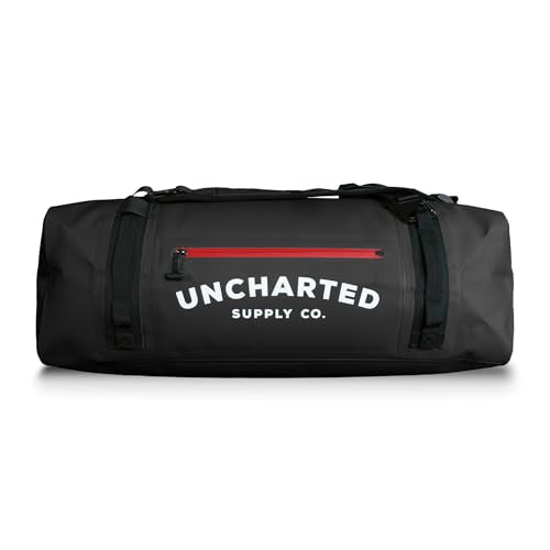 Uncharted Supply Co. The Vault Waterproof Duffel Bag - Airtight bag with Backpack Straps, Carry-On Size, Perfect for travel, boating, camping, recreation. (Black, 65L) - color: Black, size: 65L