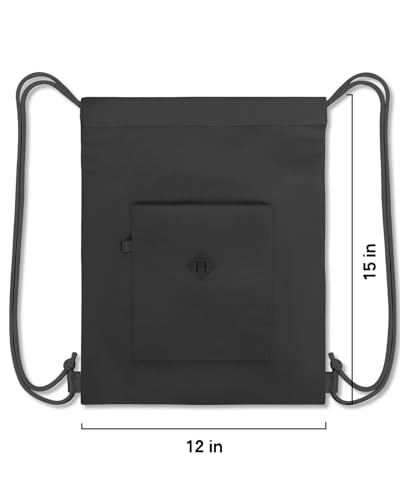 BAVELOE Drawstring Backpack Sports Gym Sackpack with Pockets Water Resistant Cinch String Bag for Women Men（Black） - color: Black