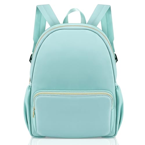1 Piece Nylon Backpack Kids School Backpack for Toddler Girls Boys Plain Waterproof Preppy Bookbags Travel for Student (Green) - color: Green