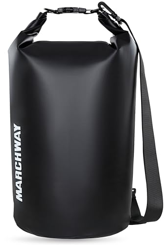 MARCHWAY Floating Waterproof Dry Bag Backpack 5L/10L/20L/30L/40L, Roll Top Sack Keeps Gear Dry for Kayaking, Rafting, Boating, Swimming, Camping, Hiking, Beach, Fishing - color: Black, size: 5L