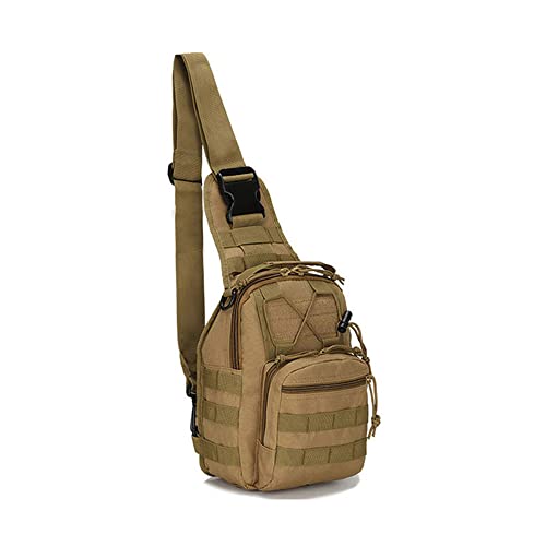 Outdoor Sports Hiking Sling Bag Shoulder Pack Camouflage Tactical Molle Combat Chest Bag - color: Tan
