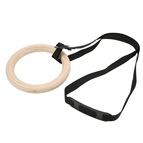 Wooden Gymnastic Rings with Adjustable Buckle Straps, Pull Up Exercise Rings for Home Gym, 330lbs Capacity Full Body Workout Training Equipment for Beginners to Advanced