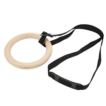 Wooden Gymnastic Rings with Adjustable Buckle Straps, Pull Up Exercise Rings for Home Gym, 330lbs Capacity Full Body Workout Training Equipment for Beginners to Advanced