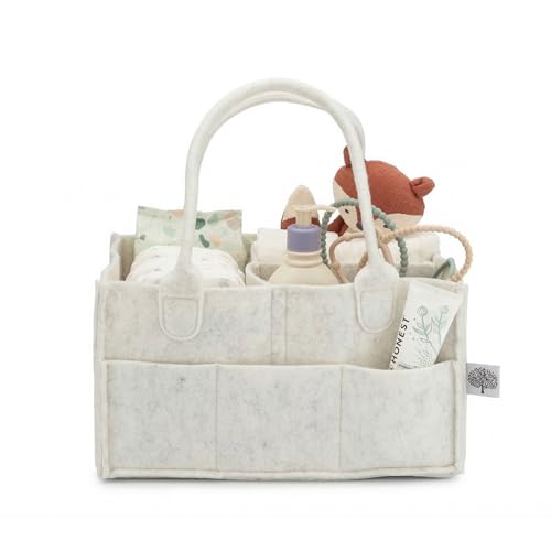 Parker Baby Diaper Caddy - Nursery Storage Bin and Car Organizer for Diapers and Baby Wipes - White, Regular - color: White (Heathered White), size: Regular