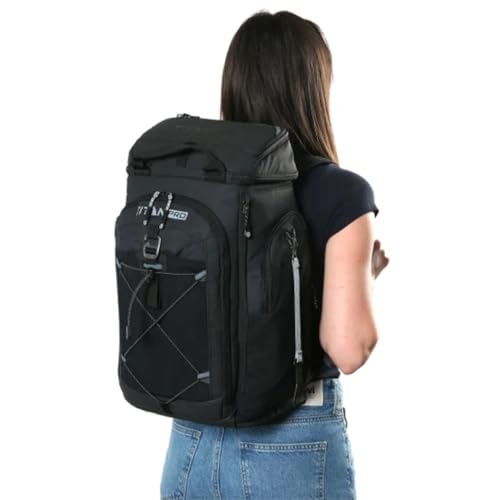 Insulated Backpack Cooler with Ice Walls - color: Black-Black