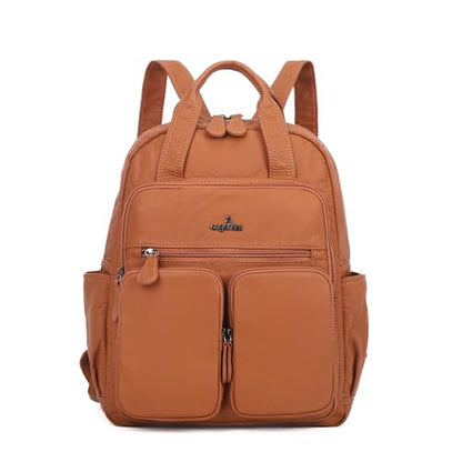 Angel Kiss Backpack Purse for Women Soft Washed Leather Multi Pocket Casual Travel Backpacks… - color: 173brown