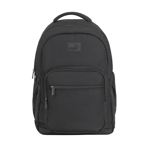 PUMA Prose Backpack with Padded Adjustable Straps, Laptop Sleeve & Water Bottle Pockets, Black/Silver, One Size - color: Black/Silver