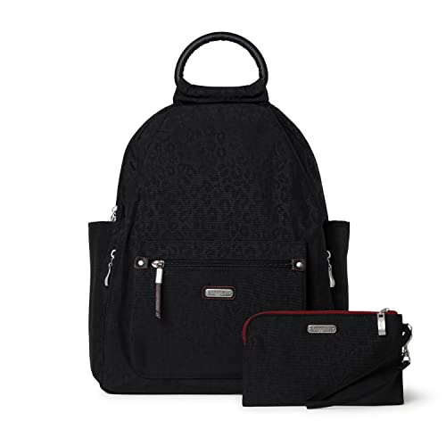 Baggallini Women's All Day Backpack, Black Cheetah Emboss, One Size… - color: Black Cheetah Emboss