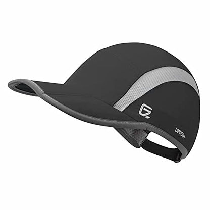 GADIEMKENSD Reflective Folding Outdoor Hat Unstructured Design UPF 50+ Sun Protection Sport Hats for Womens and Mens - color: Black