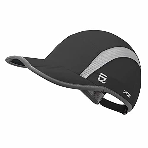 GADIEMKENSD Reflective Folding Outdoor Hat Unstructured Design UPF 50+ Sun Protection Sport Hats for Womens and Mens - color: Black