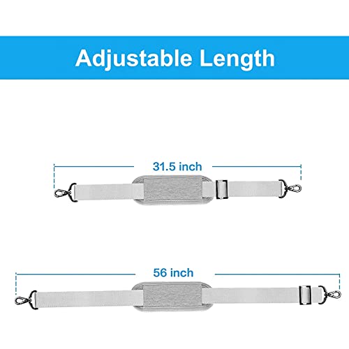MOSISO 56 inch Shoulder Strap, Adjustable Thick Soft Universal Replacement Non-Slip Fit Padded with Metal Swivel Hooks for Laptop Shoulder Bag/Laptop Messenger Bag/Crossbody Bag, Gray - color: Gray