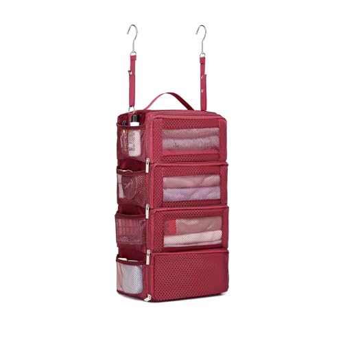 Suitcase Organizer Travel Bags Organizer for Luggage Compression Hanging Packing Cubes for Travel Carry on Closet (Bag Only) - color: Wine, size: Small