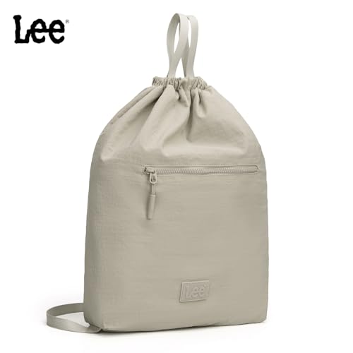 Montana West Lee Drawstring Backpack Bag Lightweight Small Gym Swim Beach Bag Water Resistant Sports Sackpack for Men Women, LEE48-002TN - color: Tan