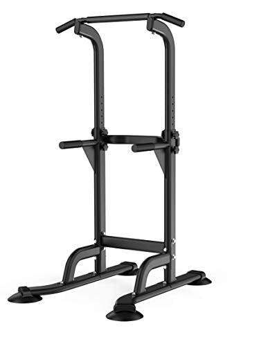 DONIUZ Power Tower Pull Up Bar and Dip Station, Multi-Function Home Gym, Strength Training Fitness Equipment, Height Adjustable - color: Black