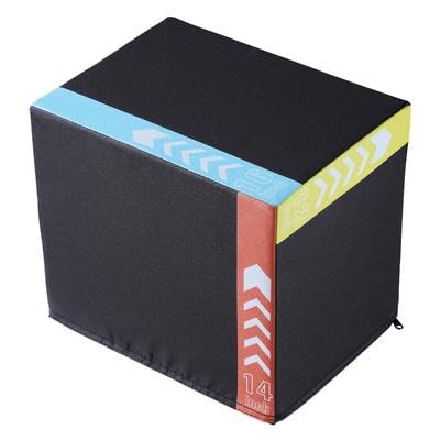 Happybuy 3-in-1 Plyometric Jump Box, 16/14/12 Inch Adjustable Cotton Plyo Box, Anti-Slip Fitness Exercise Platform for Home Gym Training, Conditioning, Strength Training, Black