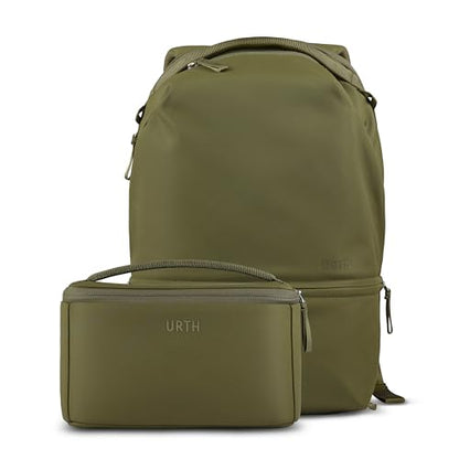 Urth Arkose 20L Modular Backpack + 3.7L Camera Insert - Water Resistant, Anti-Theft, Recycled Bag for DSLR/SLR/Mirrorless, 13-16 Inch Laptop in Green - color: Green
