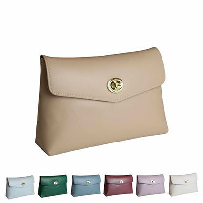 Cosmetic Bag Travel Makeup Pouch Travel Organizer, Zipper Pouch Bags for Women Vegan Leather (No Text, Brown) - color: Brown