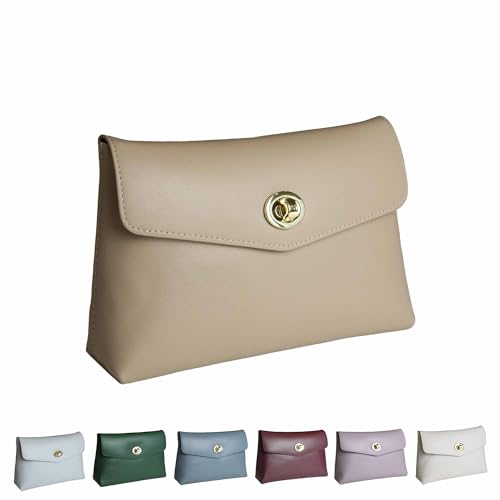 Cosmetic Bag Travel Makeup Pouch Travel Organizer, Zipper Pouch Bags for Women Vegan Leather (No Text, Brown) - color: Brown