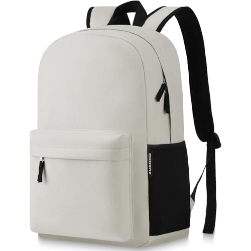 ZUBOND Unisex Backpack for School & Travel - Lightweight Laptop Backpack Fits 15.6 Inch Notebook, Water Bottle Pocket - Ideal for Teens, College Students, Adults - color: Beige, size: 15.6 Inch