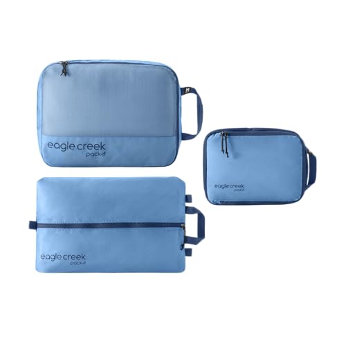 Eagle Creek Pack-It Essentials Set - Compression Packing Cubes for Compartmentalizing Luggage - Convenient Top Handle - Easy Grab Zipper Pull - Blue Dawn - 3 - color: Blue Dawn