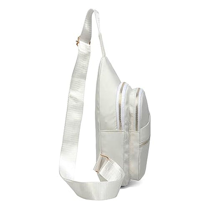 EVANCARY Small Sling Bag Crossbody Bags for Women Men, Sling Backpack Chest Daypack Cross Body Bag for Travel Outdoor - color: White Beige