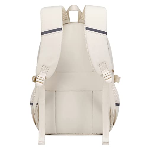 abshoo Big Student Laptop Backpack For College Women Middle High School Teen Girls Bookbag Travel Daypack (Beige) - color: Beige
