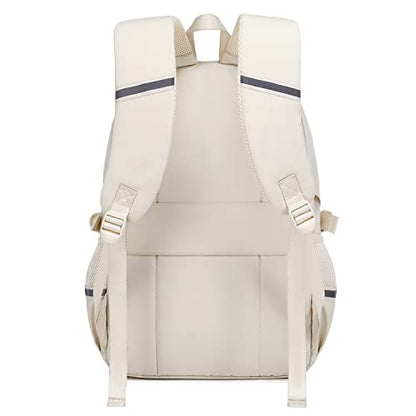 abshoo Big Student Laptop Backpack For College Women Middle High School Teen Girls Bookbag Travel Daypack (Beige) - color: Beige