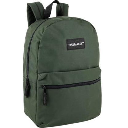 Trail maker Classic 17 inch Backpacks with Adjustable Padded Straps | School Backpacks for Girls, Boys (Green) - color: Green