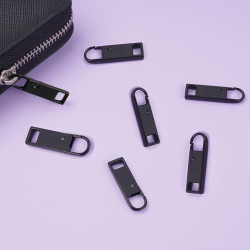 Deoward Zipper Pull Replacement Metal Zipper Handle Mend Fixer Tab Repair for Luggage, Backpacks, Suitcases, Jackets, Purses, Handbags (6 PCS) - style: Black Zipper Pulls Cord