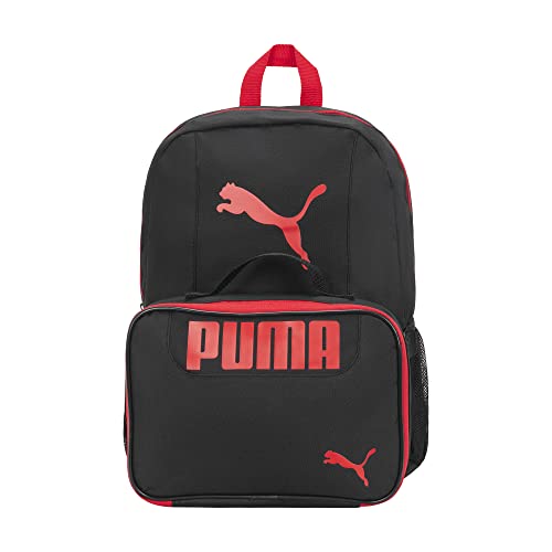 PUMA KIDS' EVERCAT BACKPACK & LUNCH KIT COMBO, Black/Red, Youth Size - color: Black/Red