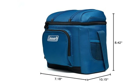 Coleman Chiller Insulated Soft Cooler, Leakproof 9/16/30 Can Cooler with 12+ Hour Ice Retention, Made with Recycled Materials, Great for Lunch, Camping, Beach, Pool, Sports, & More - color: Blue, style: 16 Can
